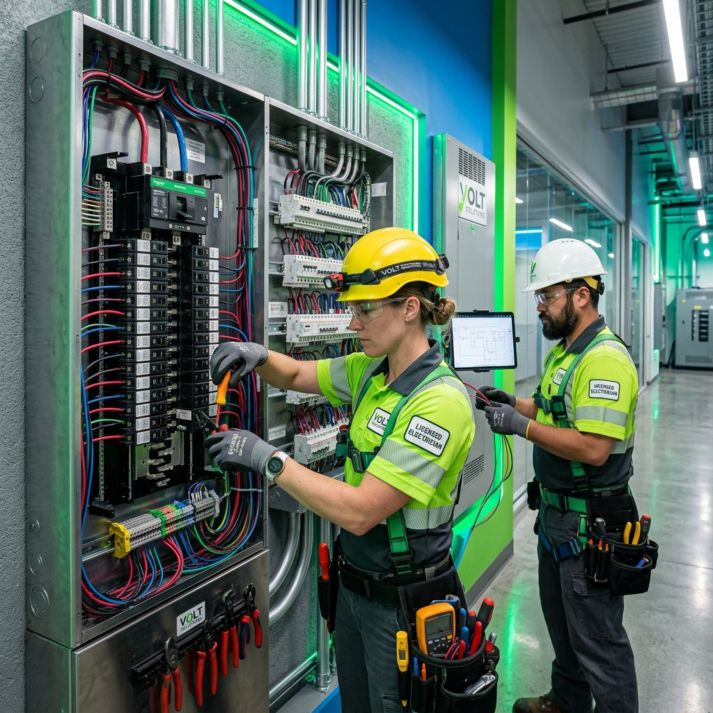 Equipo de Electricistas Matriculados Green Electric en servicio